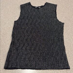 Annie Alexander Black Sparkled Crew Neck, Crinkled, Lightweight Top, Women’s L